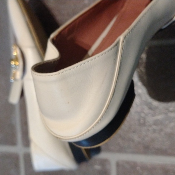Bally white cream gold buckle hardware loafer size 36.5 - Picture 6 of 11